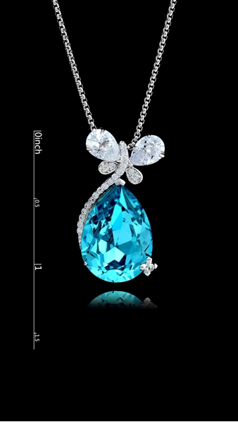 Picture of Online Accessories Wholesale Swarovski Element Sea Blue Collar 16 OR 18 Inches