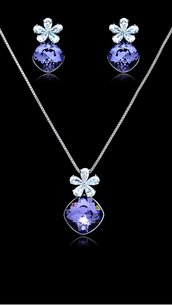 Picture of Durable Zine-Alloy Purple 2 Pieces Jewelry Sets