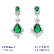 Picture of Green Cubic Zirconia Dangle Earrings 1JJ042408E