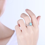 Picture of Attractive Platinum Plated Blue Fashion Rings