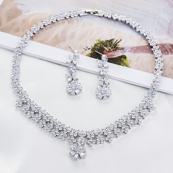 Picture of Cubic Zirconia Big Necklace And Earring Sets 1JJ050891S