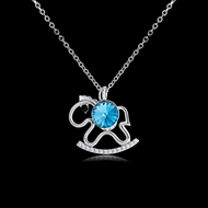 Picture of Great Value Blue Platinum Plated Pendant Necklace with Full Guarantee