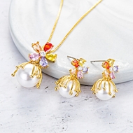 Picture of Latest Flowers & Plants White Necklace and Earring Set