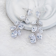 Picture of Shop Platinum Plated Cubic Zirconia Dangle Earrings Best Price