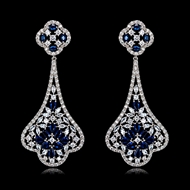 Picture of Unique Cubic Zirconia Platinum Plated Dangle Earrings