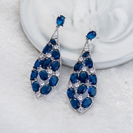 Picture of New Season Blue Cubic Zirconia Dangle Earrings with SGS/ISO Certification