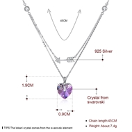 Picture of Fashionable Love & Heart 925 Sterling Silver Pendant Necklace