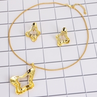 Picture of Designer Zinc Alloy Gold Plated Necklace and Earring Set with No-Risk Return