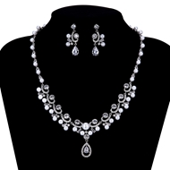 Picture of Copper or Brass Platinum Plated Necklace and Earring Set with Unbeatable Quality