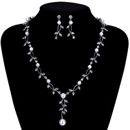 Picture of Impressive White Platinum Plated Necklace and Earring Set with Low MOQ