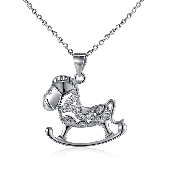 Picture of Nice Cubic Zirconia Platinum Plated Pendant Necklace