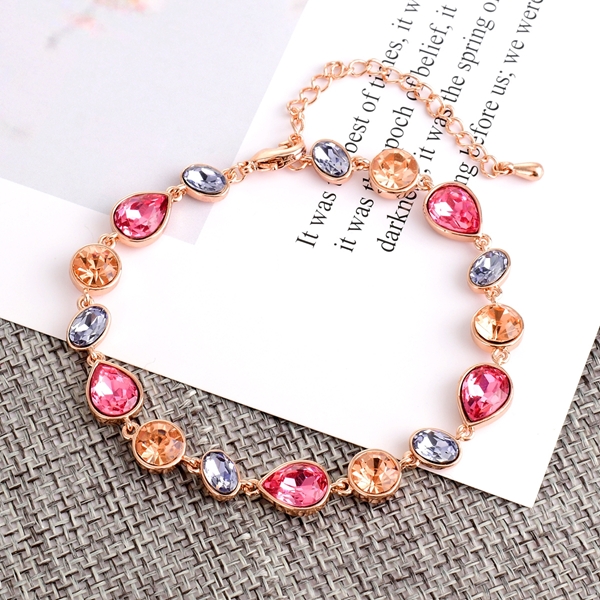 Picture of Shop Rose Gold Plated Artificial Crystal Fashion Bracelet with Wow Elements