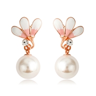 Picture of Stylish Flower Artificial Pearl Dangle Earrings