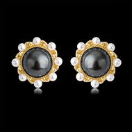 Picture of Wholesale Gold Plated Black Stud Earrings at Great Low Price