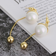 Picture of Trendy White Artificial Pearl Dangle Earrings with No-Risk Refund