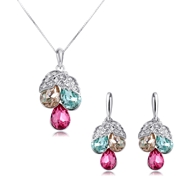 Picture of Trendy Rose Gold Plated Artificial Crystal Necklace and Earring Set From Reliable Factory