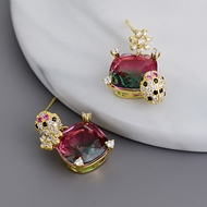 Picture of Copper or Brass Cubic Zirconia Stud Earrings with Beautiful Craftmanship