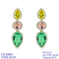 Picture of Nice Cubic Zirconia Colorful Dangle Earrings