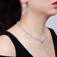 Picture of Copper or Brass Platinum Plated Necklace and Earring Set with Unbeatable Quality