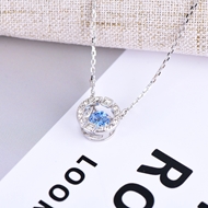 Show details for Low Price Platinum Plated Blue Pendant Necklace in Exclusive Design Show details for Low Price Platinum Plated Blue Pendant Necklace in Exclusive Design