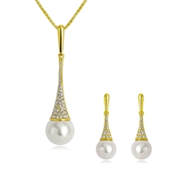 Picture of Great Value White Rose Gold Plated Necklace and Earring Set with Full Guarantee