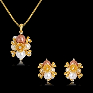 Picture of Sparkly Casual Gold Plated Necklace and Earring Set