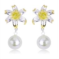 Picture of Good Quality Artificial Pearl White Dangle Earrings