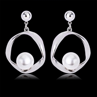 Picture of Trendy Gold Plated Artificial Pearl Dangle Earrings with No-Risk Refund