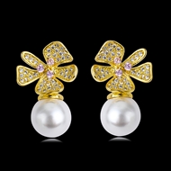 Picture of Best Artificial Pearl White Stud Earrings