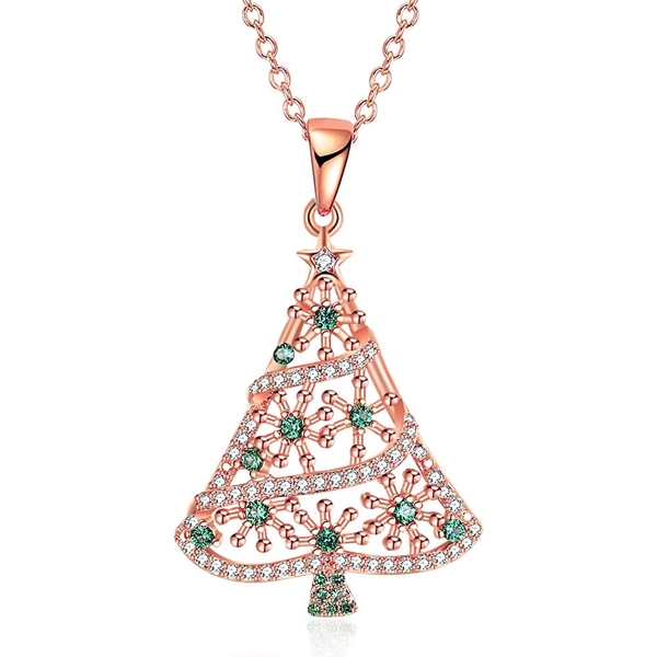 Picture of Unique Cubic Zirconia Rose Gold Plated  Necklace