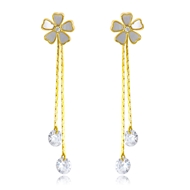 Picture of Trendy Gold Plated White Dangle Earrings with No-Risk Refund