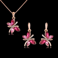 Picture of Rose Gold Plated Pink Necklace and Earring Set for Her