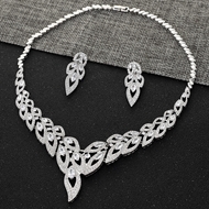 Show details for Trendy Platinum Plated Cubic Zirconia Necklace and Earring Set with No-Risk Refund Show details for Trendy Platinum Plated Cubic Zirconia Necklace and Earring Set with No-Risk Refund