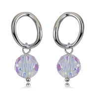 Picture of Wholesale Platinum Plated White Dangle Earrings with No-Risk Return