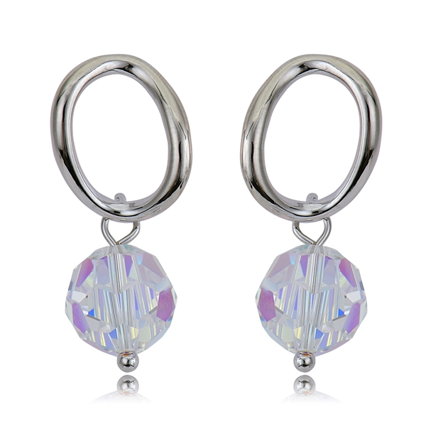 Picture of Wholesale Platinum Plated White Dangle Earrings with No-Risk Return