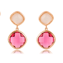 Show details for Copper or Brass Pink Dangle Earrings in Flattering Style