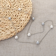 Show details for Great Artificial Pearl Platinum Plated Long Chain Necklace