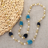 Show details for Wholesale Gold Plated Zinc Alloy Long Chain Necklace with No-Risk Return