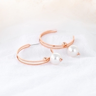 Picture of Buy Gold Plated Artificial Pearl Big Hoop Earrings with Price