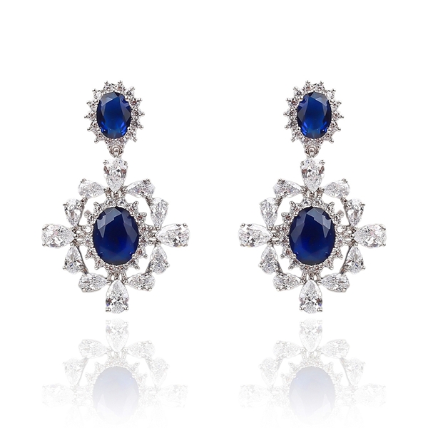 Picture of Luxury Blue Dangle Earrings with Full Guarantee