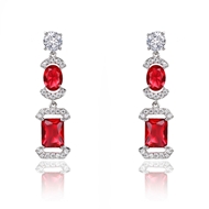 Picture of Beautiful Cubic Zirconia Platinum Plated Dangle Earrings