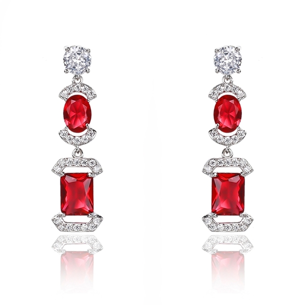 Picture of Beautiful Cubic Zirconia Platinum Plated Dangle Earrings