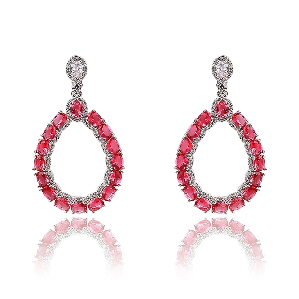 Picture of Purchase Platinum Plated Red Dangle Earrings Exclusive Online