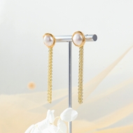 Picture of Sparkly Medium fresh water pearl Dangle Earrings