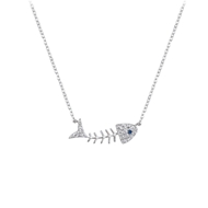 Picture of Unusual Fish Platinum Plated Pendant Necklace