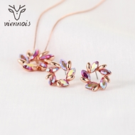 Picture of New Season Colorful Rose Gold Plated Necklace and Earring Set with SGS/ISO Certification