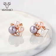 Picture of Brand New Colorful Platinum Plated Stud Earrings with SGS/ISO Certification