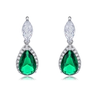 Picture of New Season Green Cubic Zirconia Dangle Earrings with SGS/ISO Certification