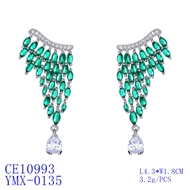 Picture of Distinctive Green Platinum Plated Dangle Earrings with Low MOQ