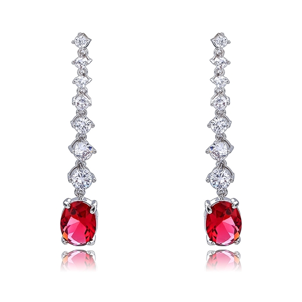 Picture of Charming Red Platinum Plated Dangle Earrings As a Gift